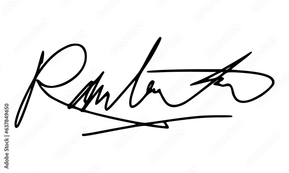 Abstract signature style with letter R for documents Abstract signature style with letter R for documents