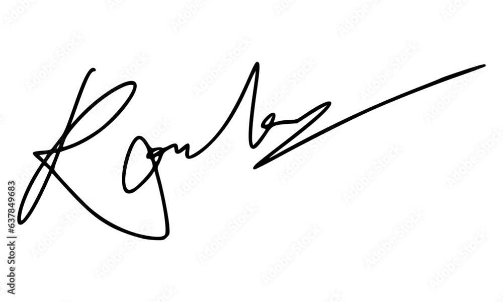 Abstract signature style with letter R for documents Abstract signature style with letter R for documents