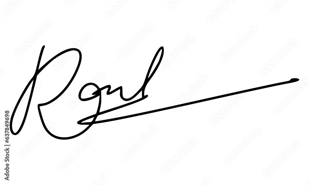 Fototapeta premium Abstract signature style with letter R for documents