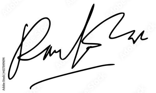Abstract signature style with letter R for documents