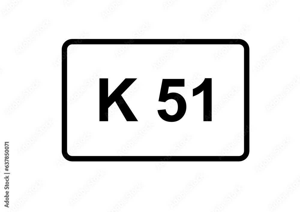 Illustration eines Kreisstraßenschildes der K 51 in Deutschland Illustration eines Kreisstraßenschildes der K 51 in Deutschland