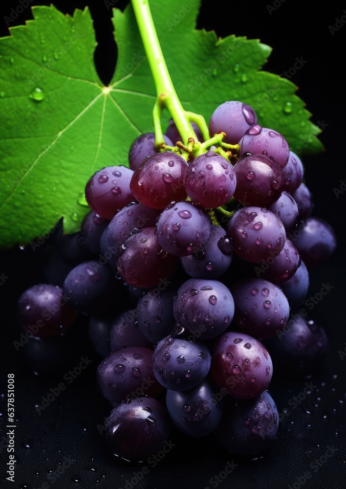 Fototapeta premium Fresh ripe grape, healthy bio fruit food gardening concept. Generative Ai