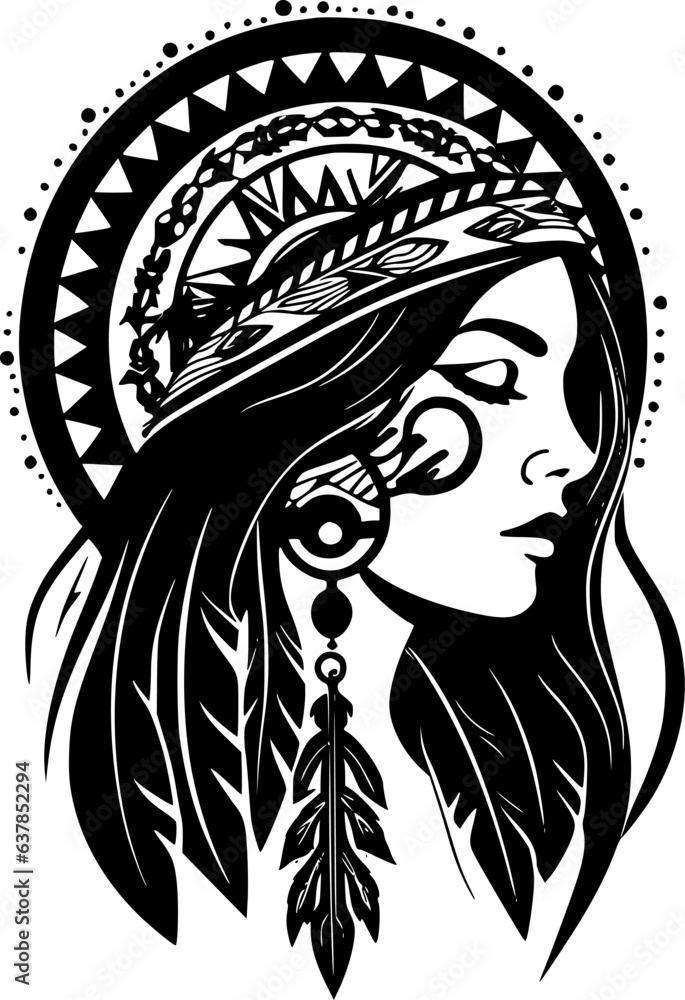 Boho | Black and White Vector illustration Boho | Black and White Vector illustration