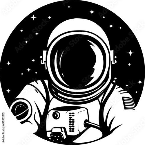 Astronaut - Black and White Isolated Icon - Vector illustration
