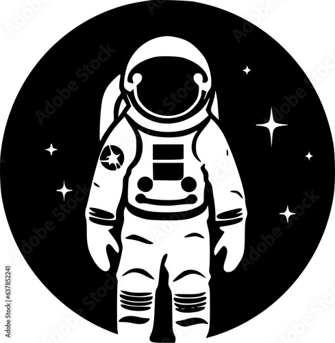 Astronaut - Black and White Isolated Icon - Vector illustration