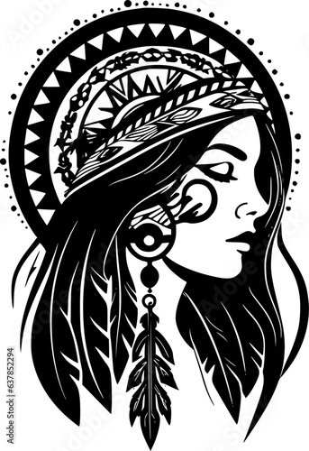 Boho | Black and White Vector illustration
