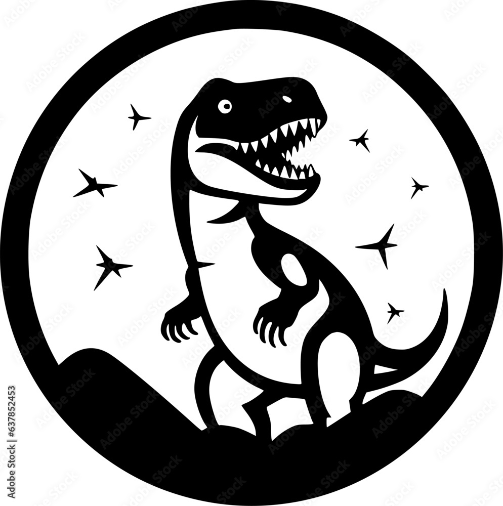 Dino | Black and White Vector illustration Dino | Black and White Vector illustration