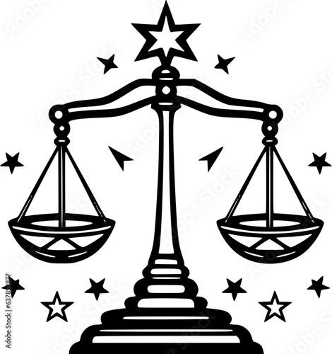 Justice - Black and White Isolated Icon - Vector illustration