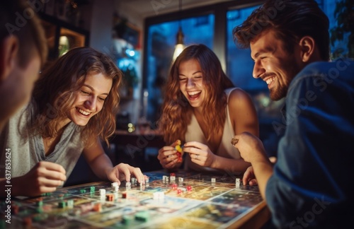 A group of friends in a great mood playing a board game