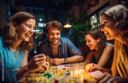 A group of friends in a great mood playing a board game