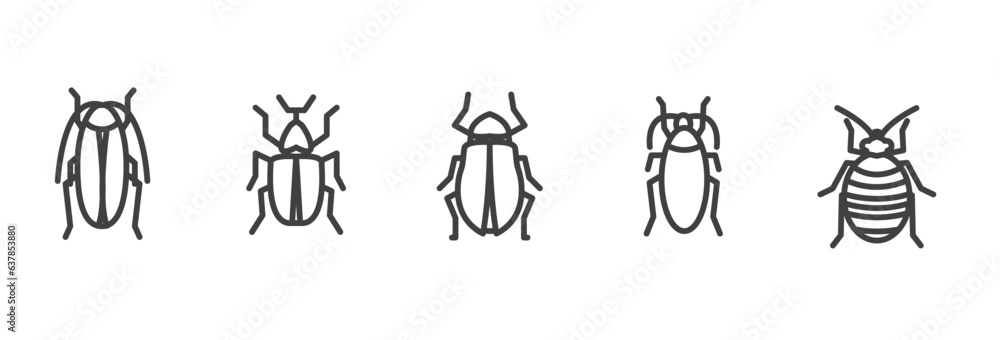 Simple set of insect line icons. Insects icon. Bugs line icons set. Vector illustration, Linear signs pack, Insect black icon set. Pest sign. Insect pictogram, simple insect line icon symbol. Simple set of insect line icons. Insects icon. Bugs line icons set. Vector illustration, Linear signs pack, Insect black icon set. Pest sign. Insect pictogram, simple insect line icon symbol.
