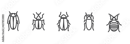 Simple set of  insect line icons. Insects icon. Bugs line icons set. Vector illustration,  Linear signs pack, Insect black icon set. Pest sign. Insect pictogram, simple insect line icon symbol. 