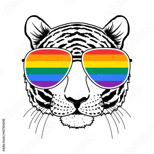 Tiger muzzle with sunglasses