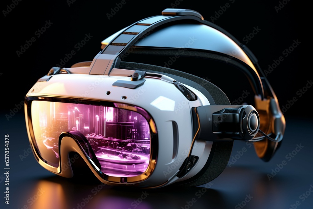Next gen vision VR headset merges digital and futuristic elements for immersive exploration Generative AI
