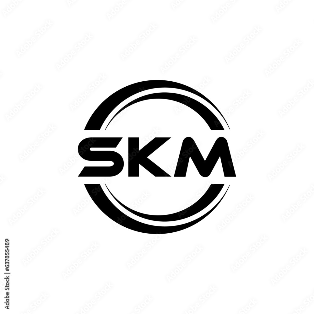 SKM letter logo design with white background in illustrator, vector logo modern alphabet font overlap style. calligraphy designs for logo, Poster, Invitation, etc.