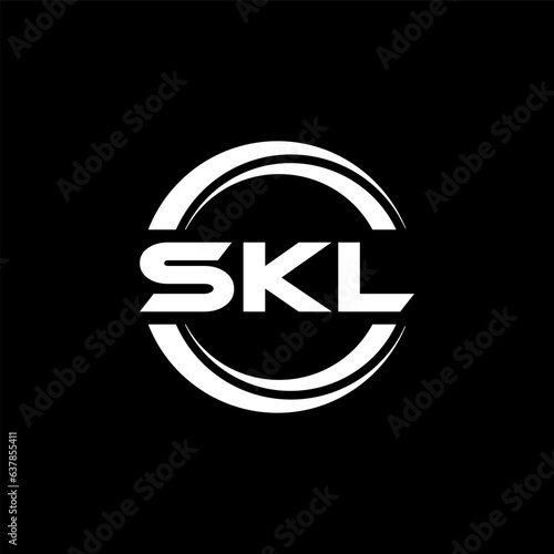 SKL letter logo design with black background in illustrator, vector logo modern alphabet font overlap style. calligraphy designs for logo, Poster, Invitation, etc.