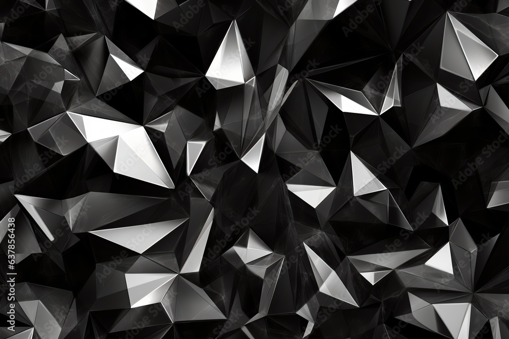Abstract geometric background, polygon shaped, black and white, silver, Generative AI Abstract geometric background, polygon shaped, black and white, silver, Generative AI
