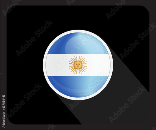 Argentina Flag Luminous Round Icon on black background
