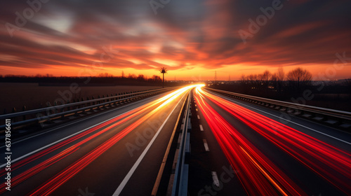 Sunset long-exposure over a german highway