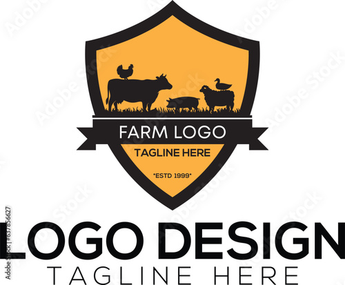 Farm animal livestock shield logo