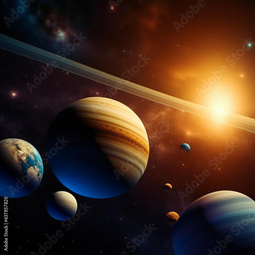 Space and planets from another solar system. abstract background, futuristic systems of planets.