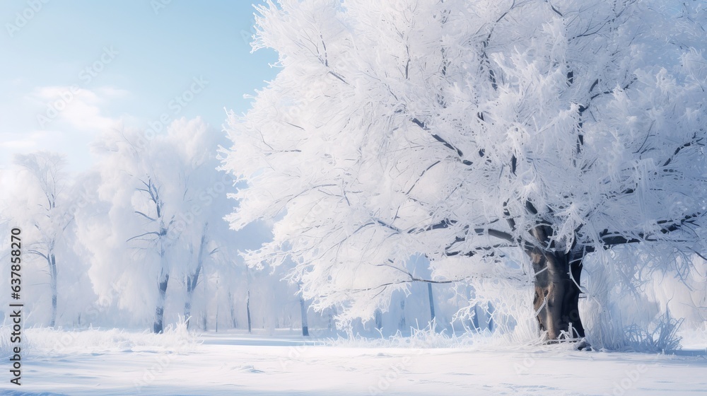 winter trees covered with frost winter trees covered with frost