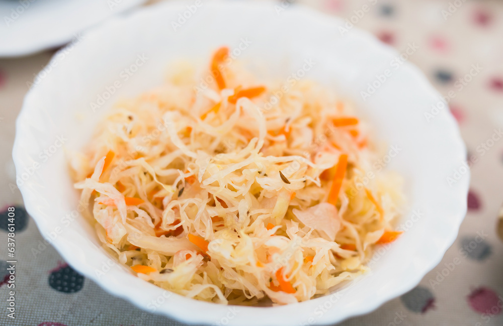 Delicious sauerkraut in Minsk on the table Delicious sauerkraut in Minsk on the table