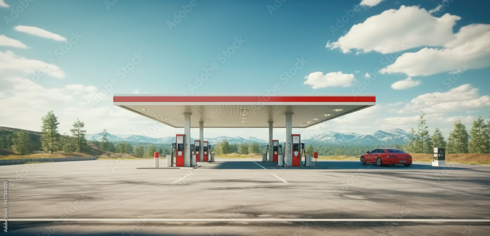 Modern Gas Station with refueling.
