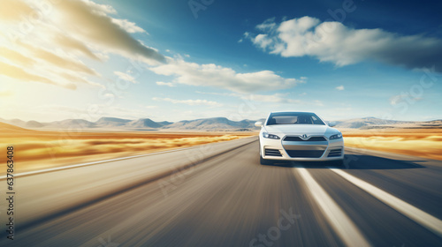 White car speed driving on asphalt road © Hassan