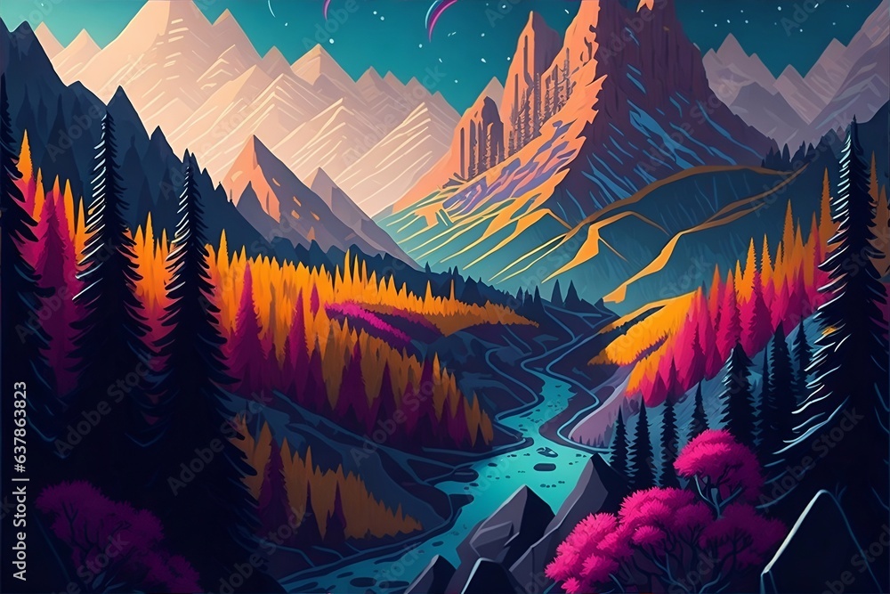 Forest landscape. AI generated illustration