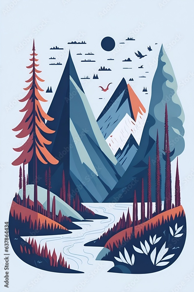 Forest landscape. AI generated illustration Forest landscape. AI generated illustration