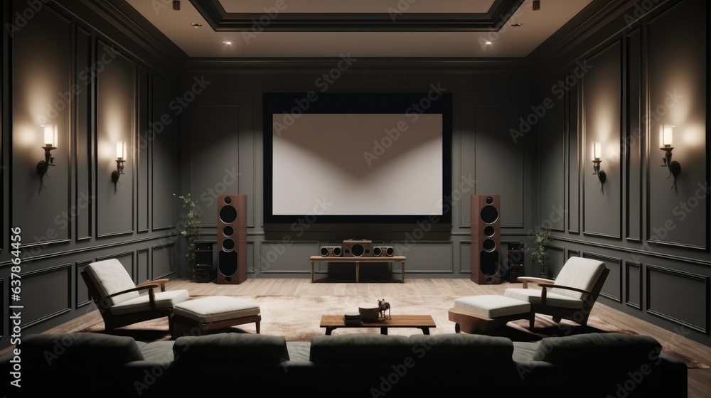 Fototapeta premium Theater room at Luxury modern house.