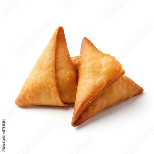 Samosa isolated white background  Generative AI