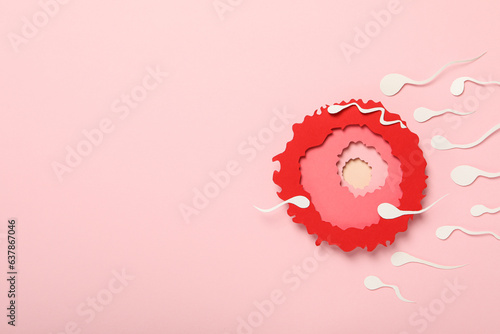 Foto Fertilization concept, ovulation period, sperm and egg.