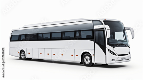 White Tour Bus isolated on white background 