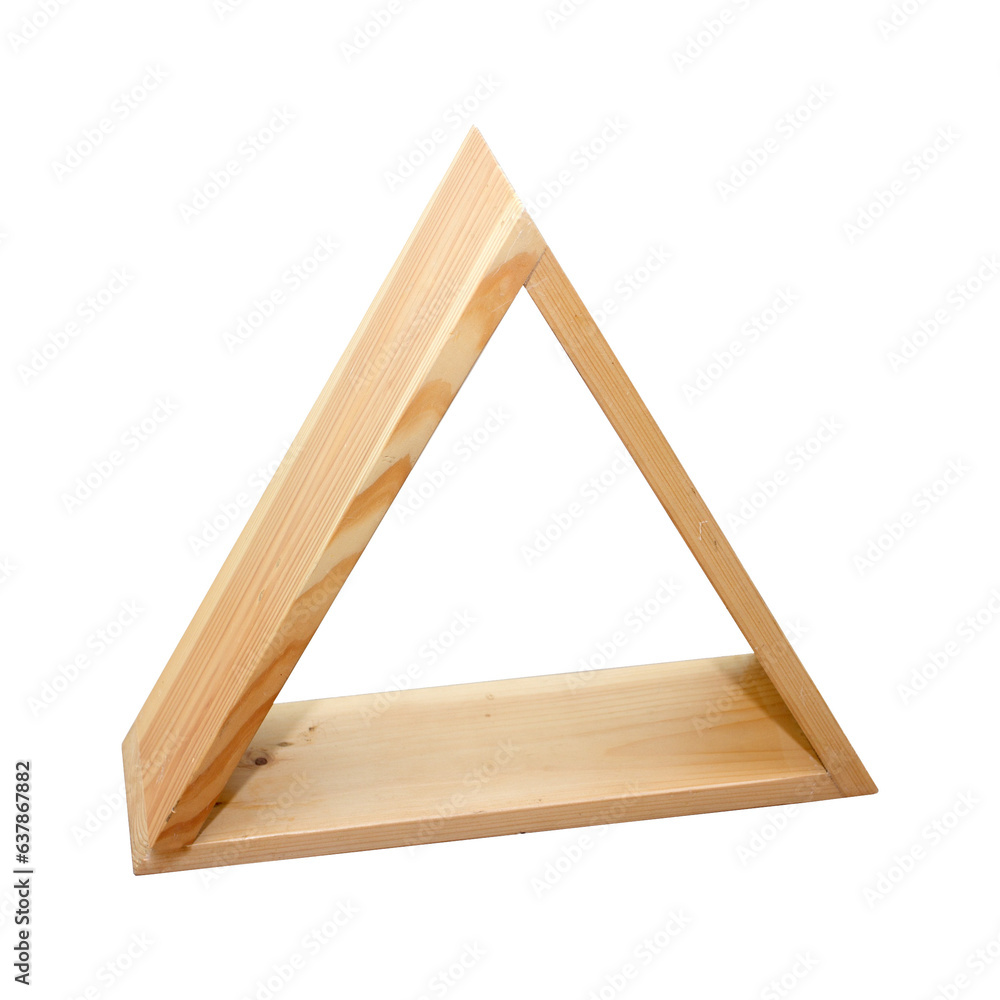 Wooden triangle walls shelves on white background. Interior design Inspiration. Furniture modern inspiration. Home living. Wooden triangle walls shelves on white background. Interior design Inspiration. Furniture modern inspiration. Home living.