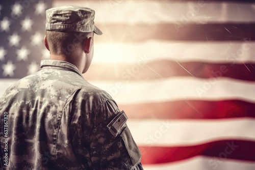 American Soldier with Flag Banner