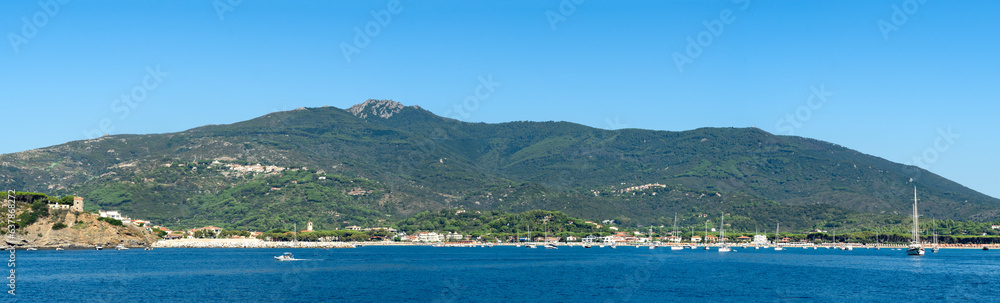 Italy Archipelago Toscano Livorno, visit to the island of Pianosa, stopped on the island of Elba in the port of Rio Marina, panoramic view