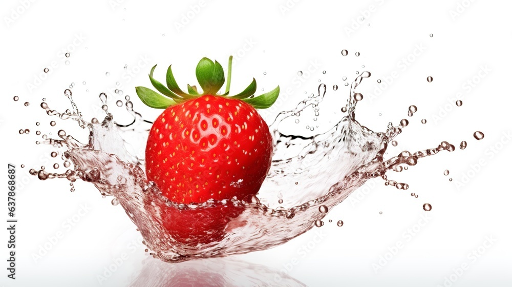 Strawberry with water splash on white background, Generative AI Strawberry with water splash on white background, Generative AI