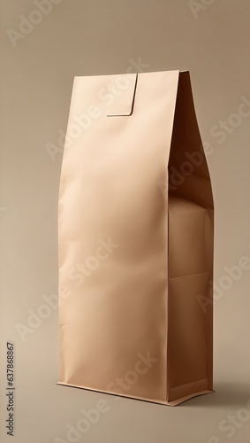 Realistic Modern Minimalistic Kraft Paper Food Bag Design Isolated Background