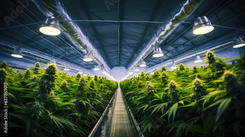 Thriving Cannabis Plants in a Cultivation Farm