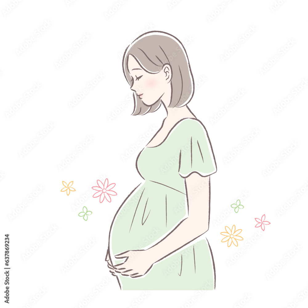 妊娠後期・臨月の妊婦さんのイラスト 妊娠後期・臨月の妊婦さんのイラスト