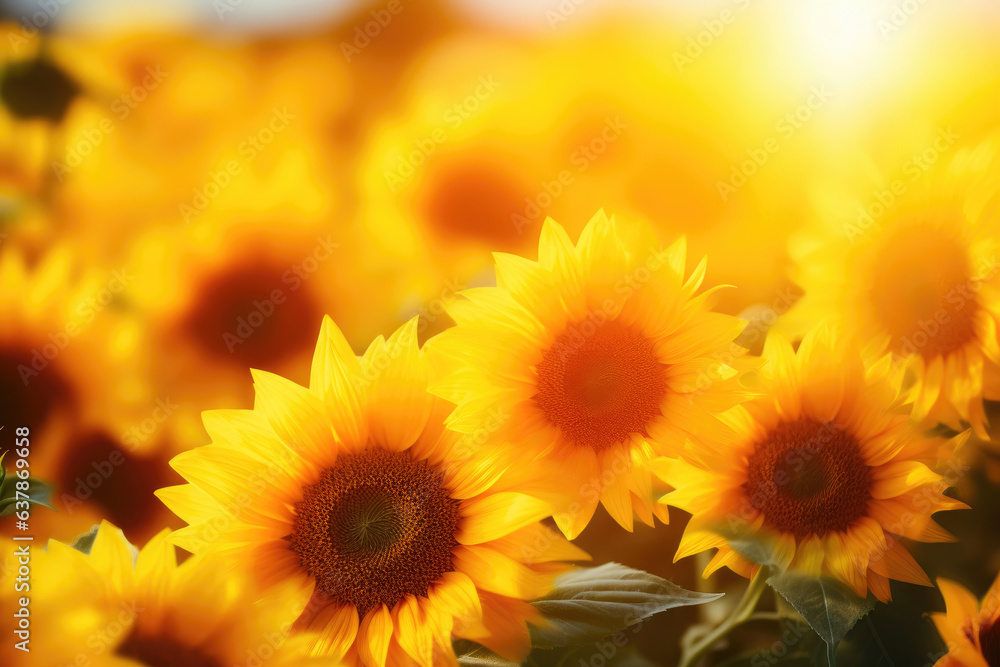 Summer's Golden Tapestry: A Sunflower Field Closeup