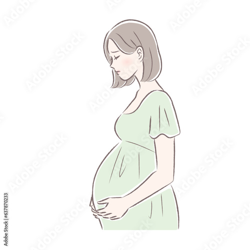 妊娠後期・不安な表情の妊婦さんのイラスト
