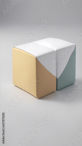 Dark Cyan & Light Brown Packaging Box Modern Minimalistic Design, Isolated Background