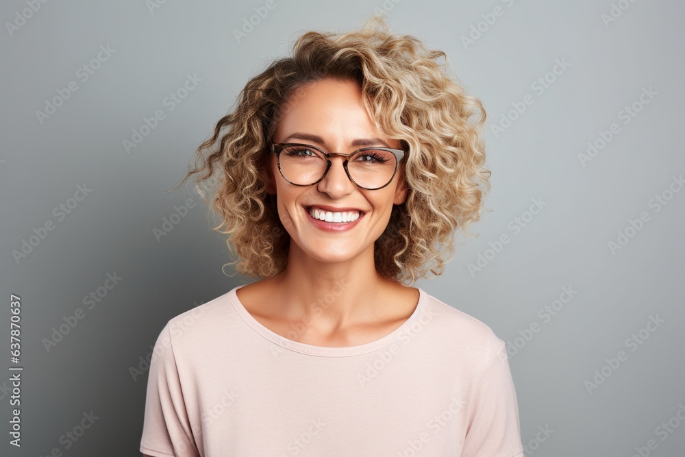 smiling laughing and happy middle aged female with plain background smiling laughing and happy middle aged female with plain background