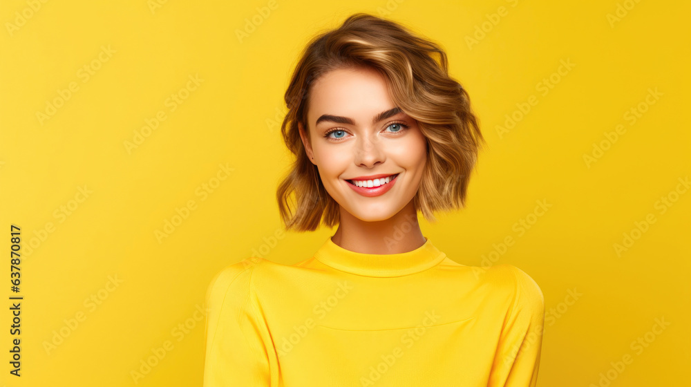 Joyful Slavic Model Shines Against Minimal Yellow Joyful Slavic Model Shines Against Minimal Yellow