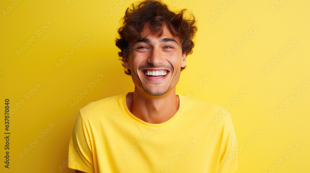 Joyful Male Model in Minimal Yellow Joyful Male Model in Minimal Yellow