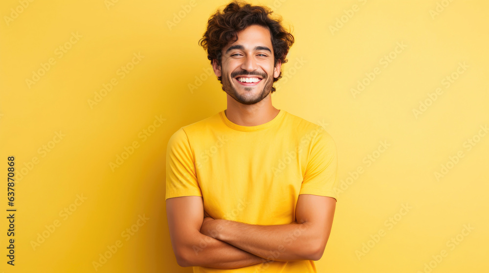 Big Grin and Bright Hues: Minimal Yellow Portrait Big Grin and Bright Hues: Minimal Yellow Portrait
