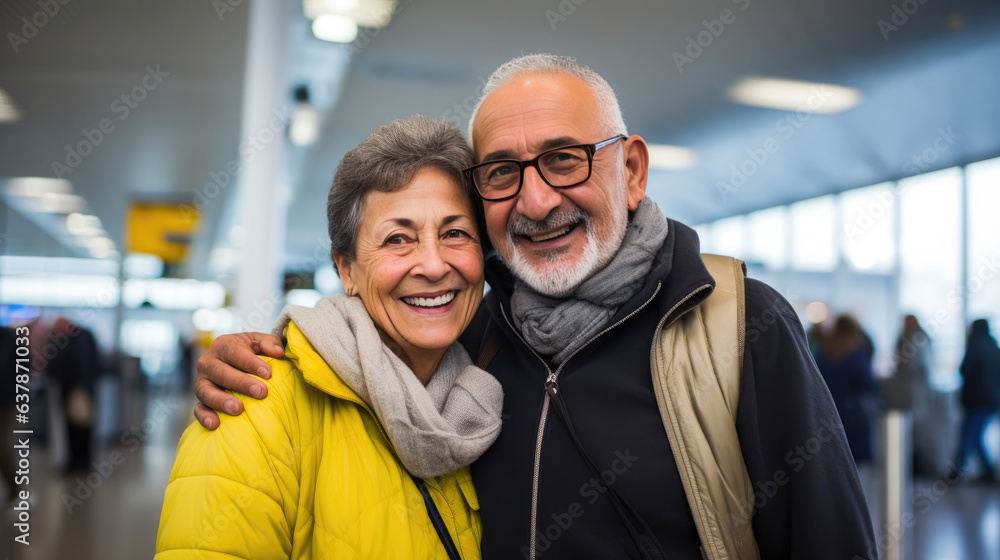 Enthusiastic Departure: Hispanic Grandparents' Smiles Shine Enthusiastic Departure: Hispanic Grandparents' Smiles Shine